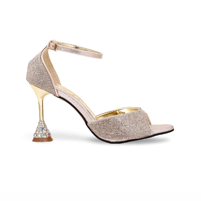 Sandals with durable straps-Golden Fancy Bridal Sandal FN5885