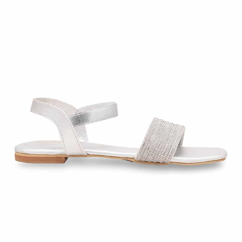 Sandals for outdoor soles-Silver Fancy Sandal FN6014