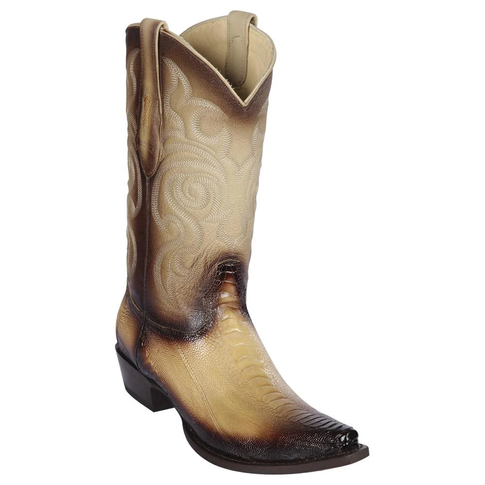 Cowboy boots for rugged plains wearLos Altos 940515 Men's Faded Oryx Genuine Ostrich Leg Snip Toe Cowboy Boots