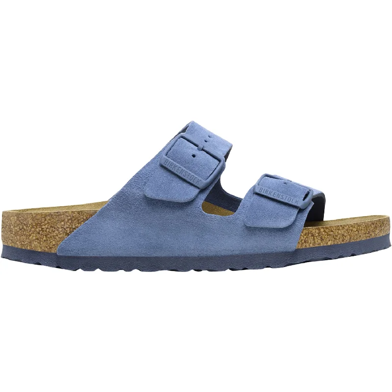 Sandals for wet comfort-Women's Birkenstock Arizona Soft Footbed Elemental Blue Suede