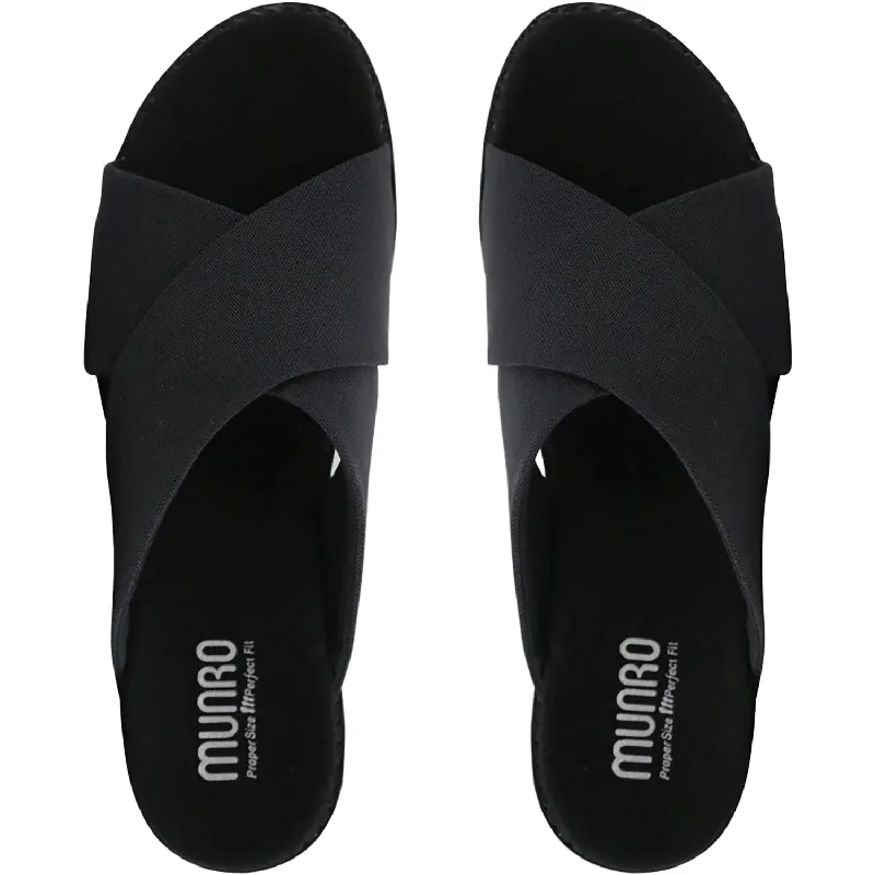 Sandals for casual comfort-Women's Munro Dekkie Black Stretch Fabric