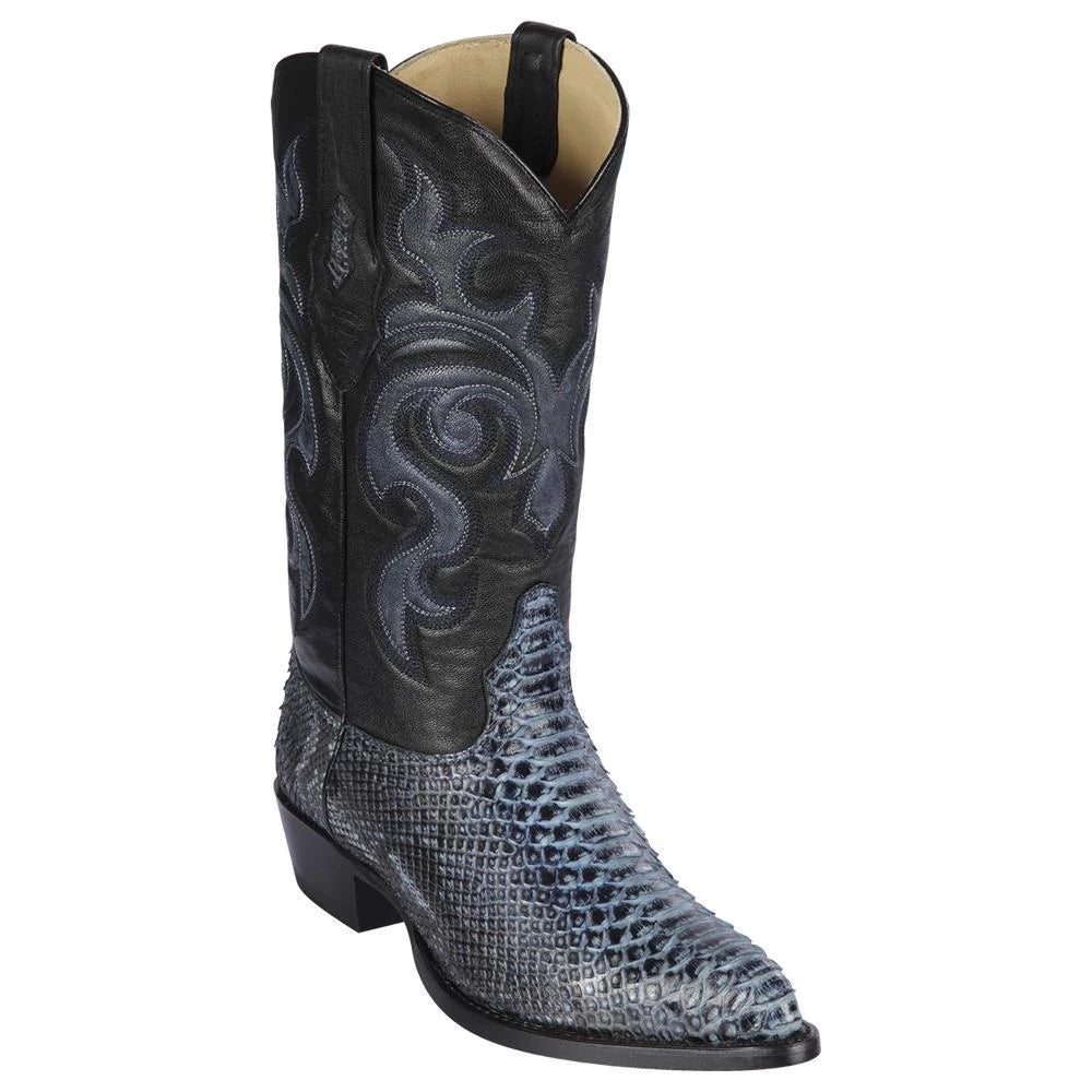 Cowboy boots with reinforced leather bootsLos Altos 995782 Men's Rustic Blue Genuine Python J Toe Cowboy Boots