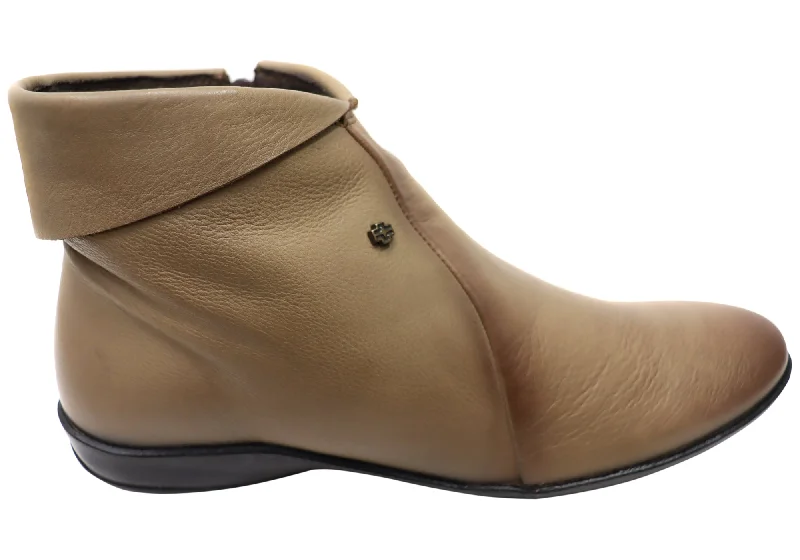 Ankle boots for comfy wear-Perlatto Lotty Womens Comfortable Leather Ankle Boots Made In Brazil