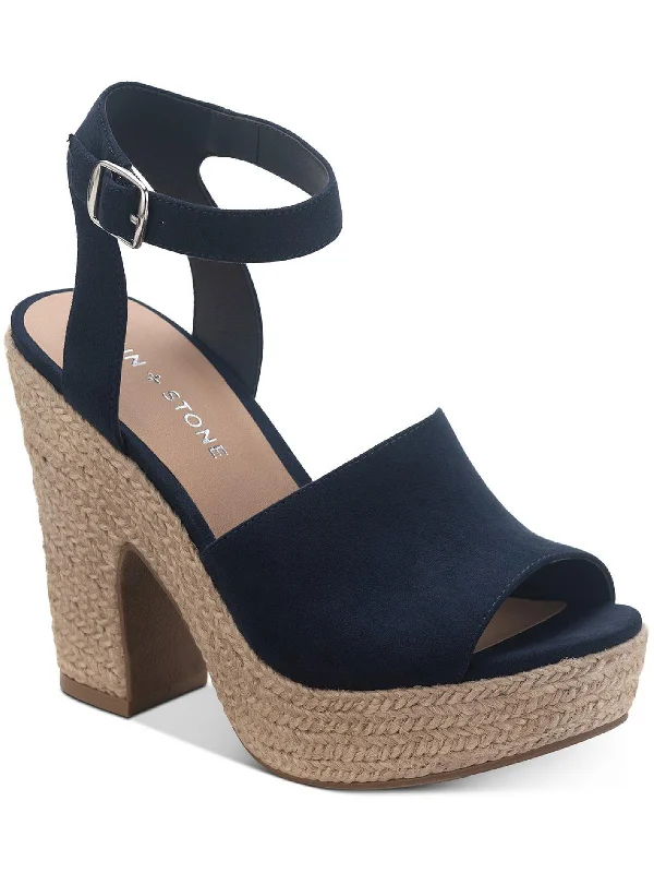 Heeled sandals with padded heel design-Fey Womens Faux Suede Ankle Strap Heels