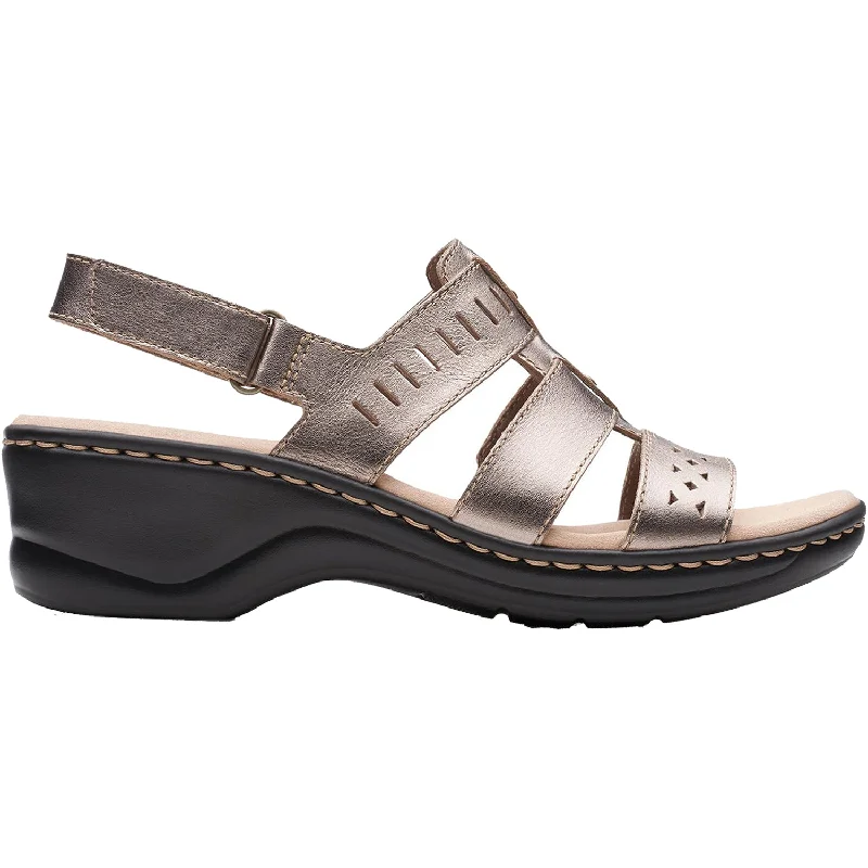 Sandals for active soles-Women's Clarks Lexi Qwin Pewter Leather