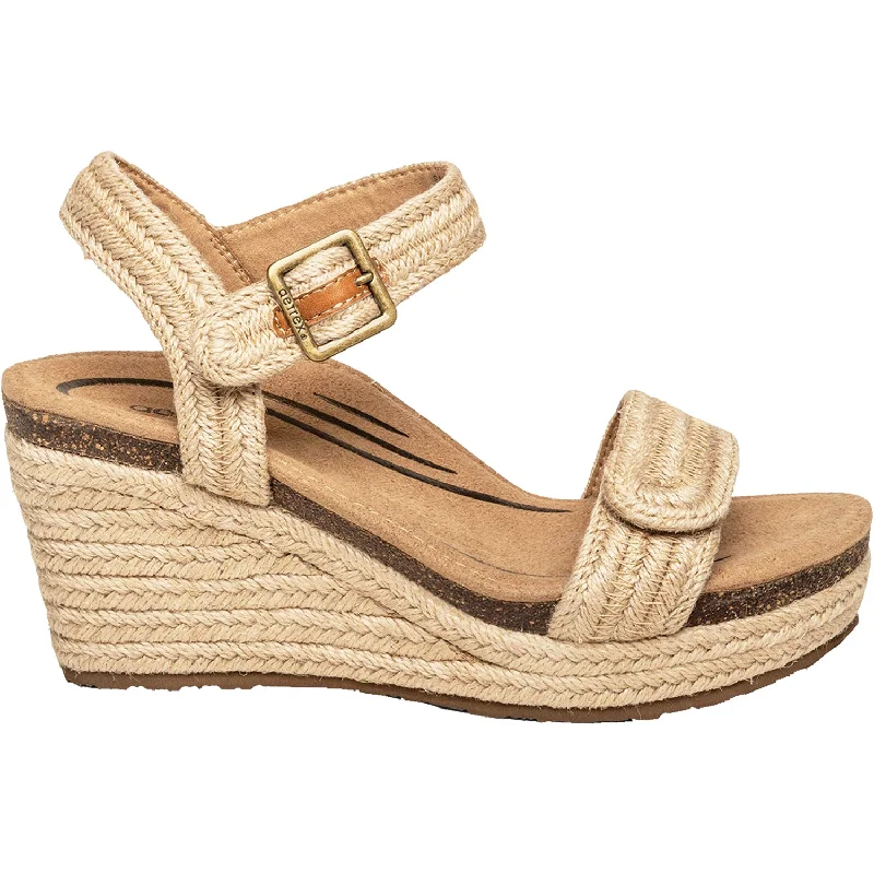 Sandals for summer heels-Women's Aetrex Sydney Natural Jute