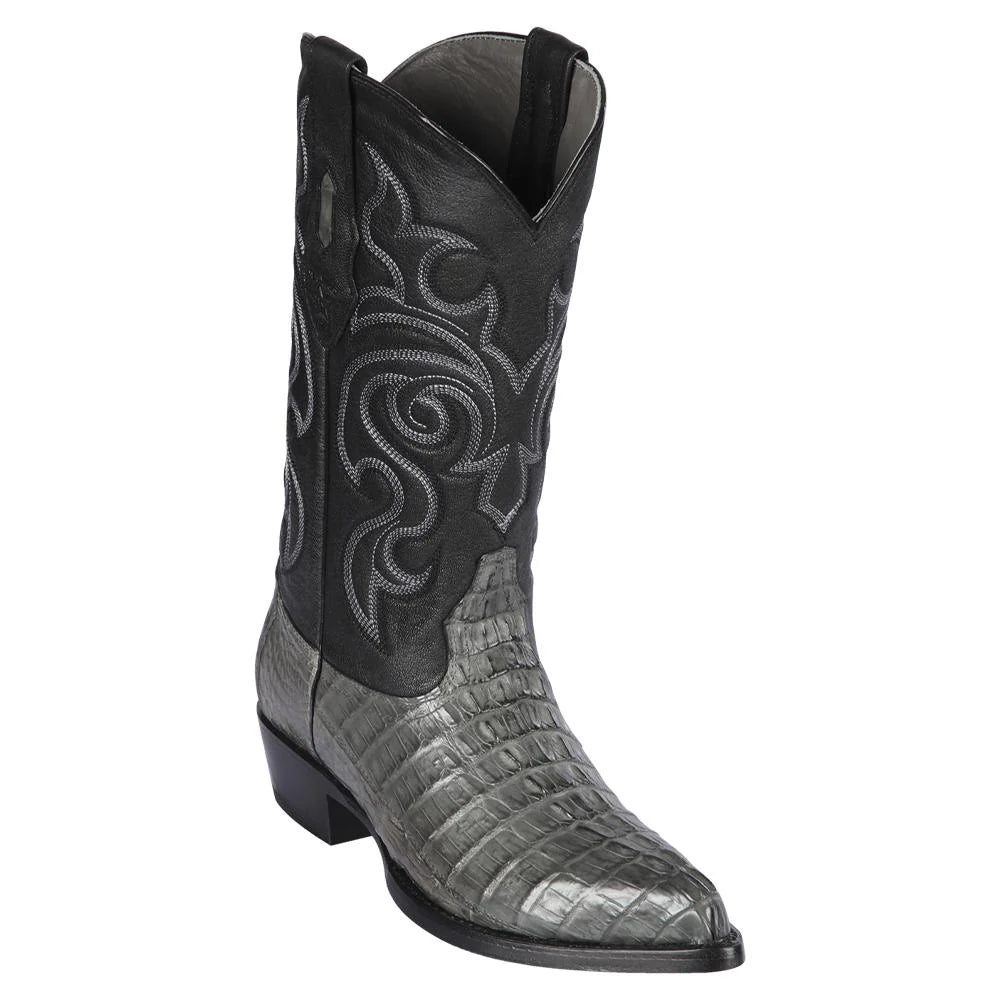 Cowboy boots for cowboy culture eventsLos Altos 990109 Men's Gray Genuine Caiman Tail J Toe Cowboy Boots