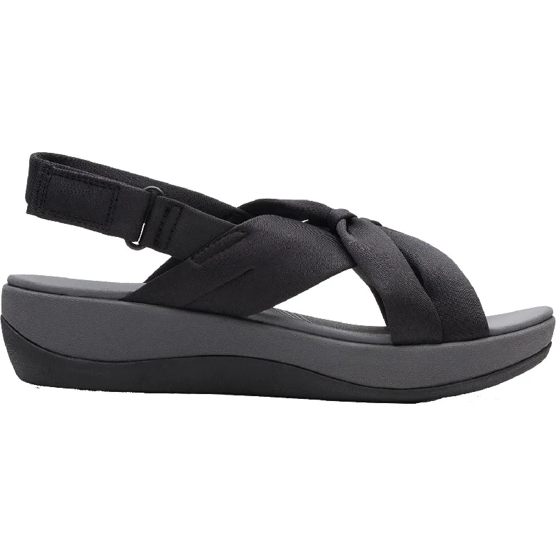 Sandals for daily comfort-Women's Clarks Cloudsteppers Arla Belle Black Fabric