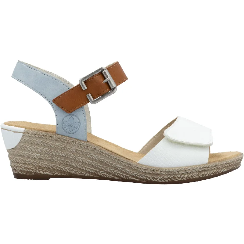 Sandals with trendy comfort-Women's Rieker 62460-80 Fanni 80 Weiss/Cayenne/Ciel Synthetic