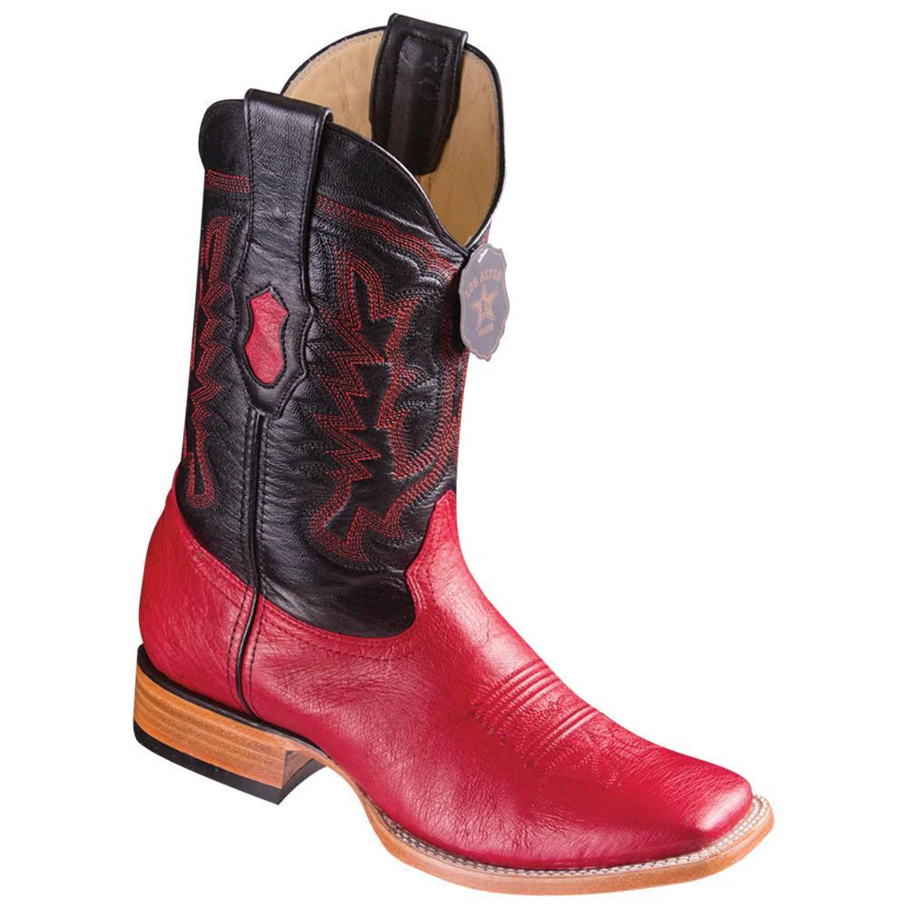 Cowboy boots with classic cowboy designLos Altos 8279712 Men's Red Genuine Smooth Ostrich Wide Square Toe Cowboy Boots