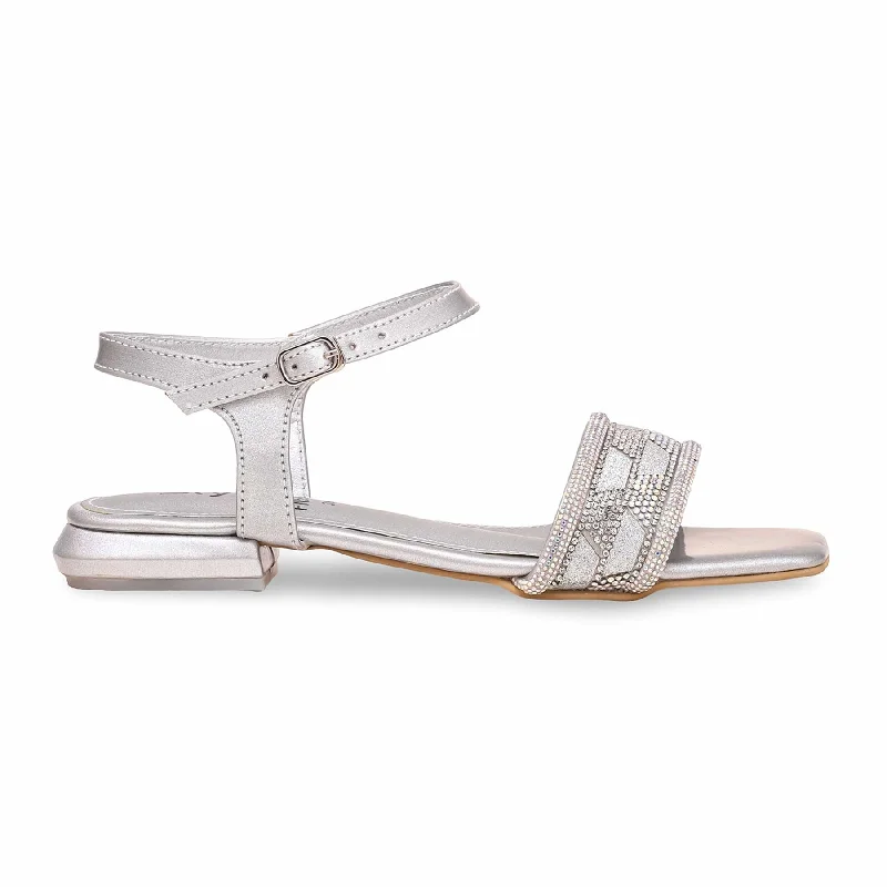 Sandals for summer comfort-Silver Fancy Sandal FN5971