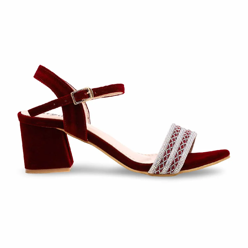 Sandals with cool heels-Maroon Fancy Sandal FN6045