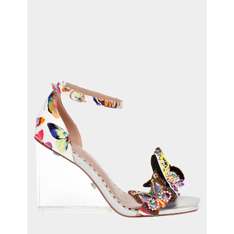 Heeled sandals with studded sole heel-Marloe White Butterfly