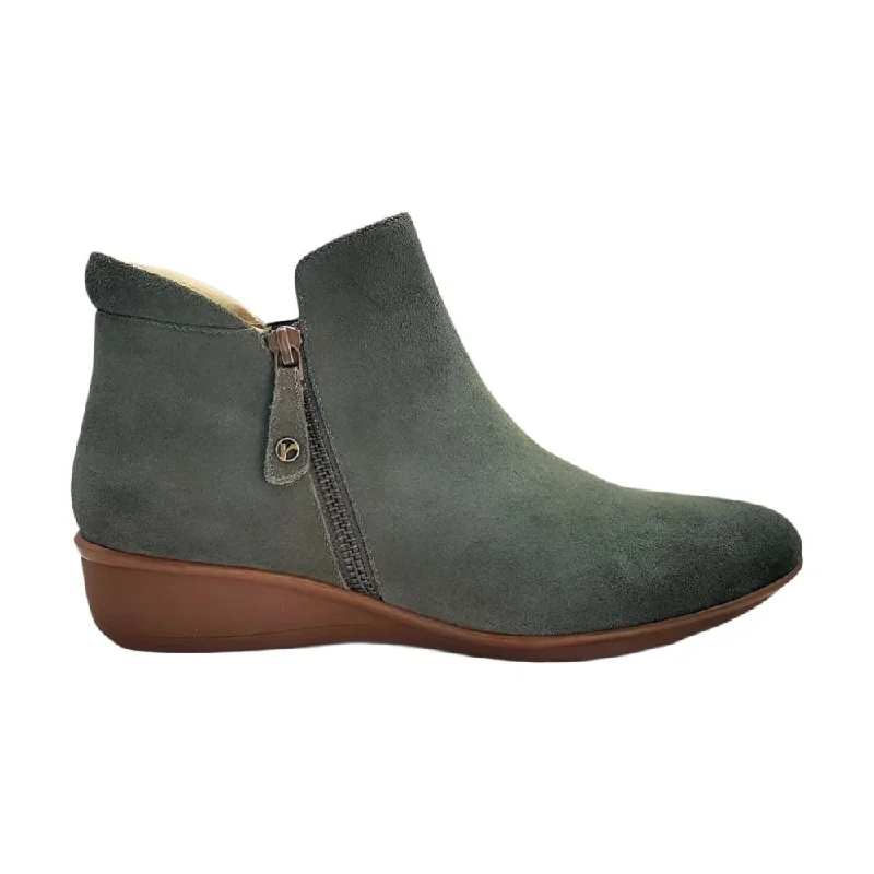 Ankle boots for eco-wear-Revere Women's Damascus Orthotic Zip Ankle Boot Moss Suede