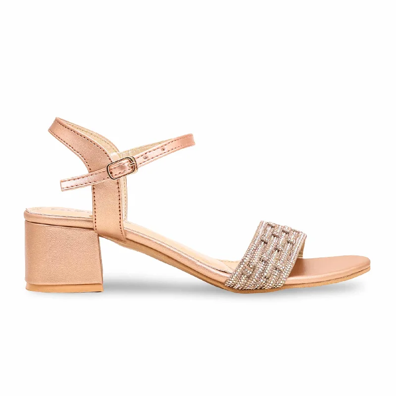 Women’s sandals with heels-Peach Fancy Sandal FN6028