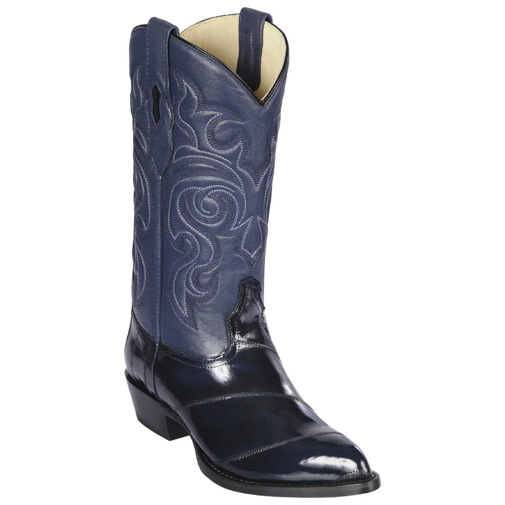 Cowboy boots for country barn comfortLos Altos 990810 Men's Navy Blue Genuine EEL J Toe Cowboy Boots