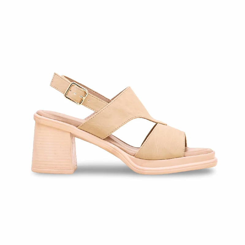 Sandals with cool heels-Beige Formal Sandal PU0411