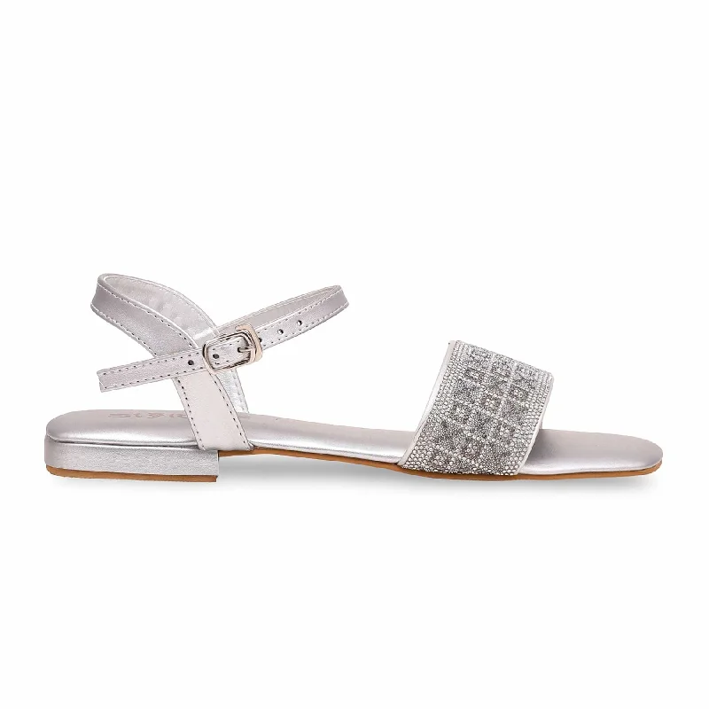 Sandals with plush comfort-Silver Fancy Sandal FN5917