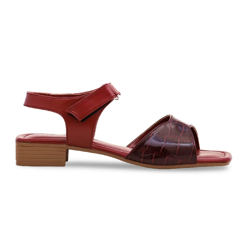 Sandals with sleek heels-Maroon Formal Sandal FR5295