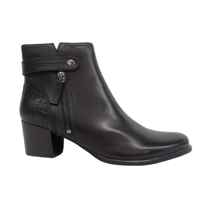 Ankle boots for basic vibes-Regarde Le Ciel Women's Isabel-118 Block Heel Ankle Boot Black