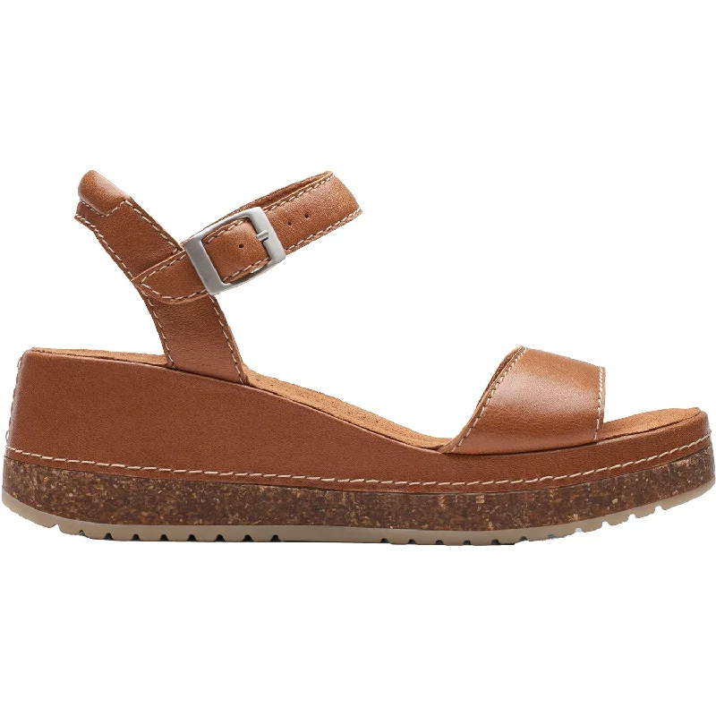 Sandals for casual comfort-Women's Clarks Kassanda Lily Tan Leather