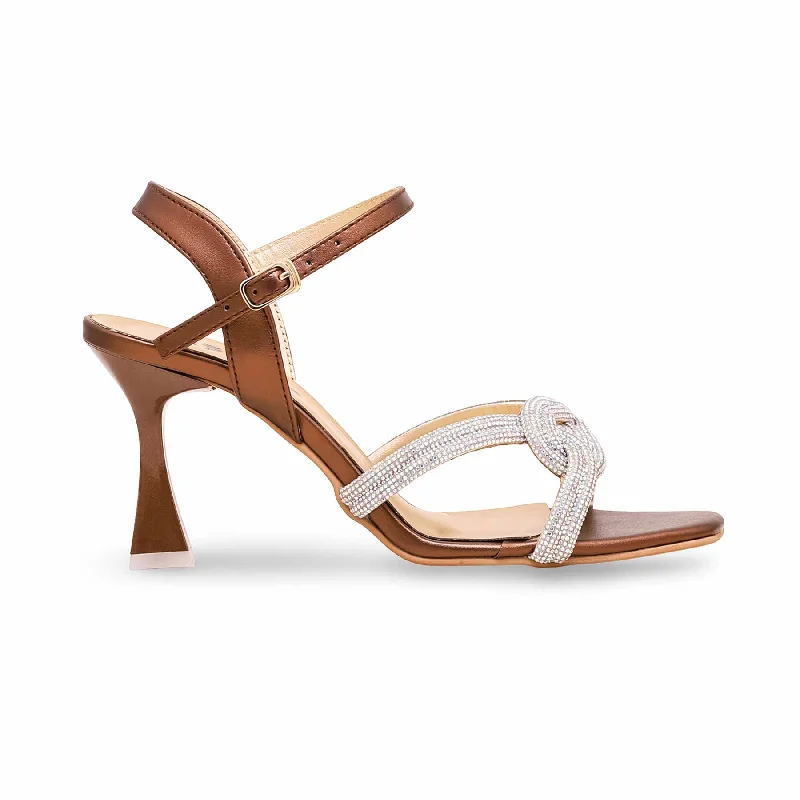 Sandals with ankle straps-Brown Fancy Sandal FN5910