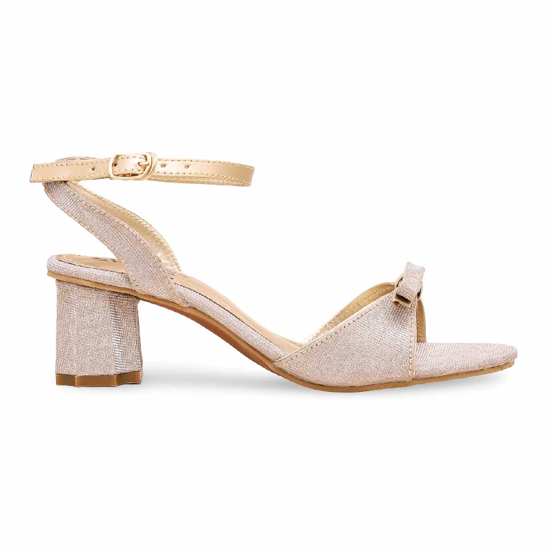 Sandals with slip-on soles-Golden Fancy Block Heel Sandal FN5985