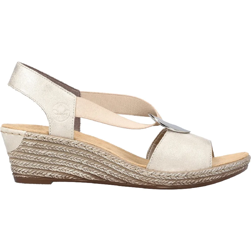 Sandals for warm soles-Women's Rieker 624H6-60 Fanni Muschel/Cream Synthetic