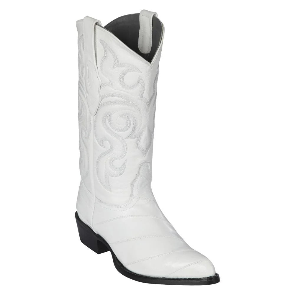 Cowboy boots with custom leather styleLos Altos 990828 Men's White Genuine EEL J Toe Cowboy Boots