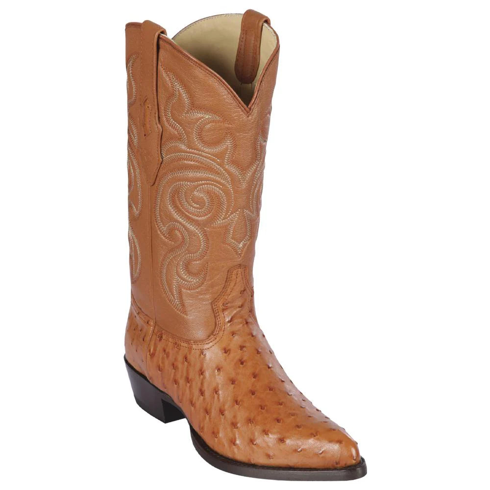 Cowboy boots with intricate toolingLos Altos 990351 Men's Honey Genuine Ostrich J Toe Cowboy Boots