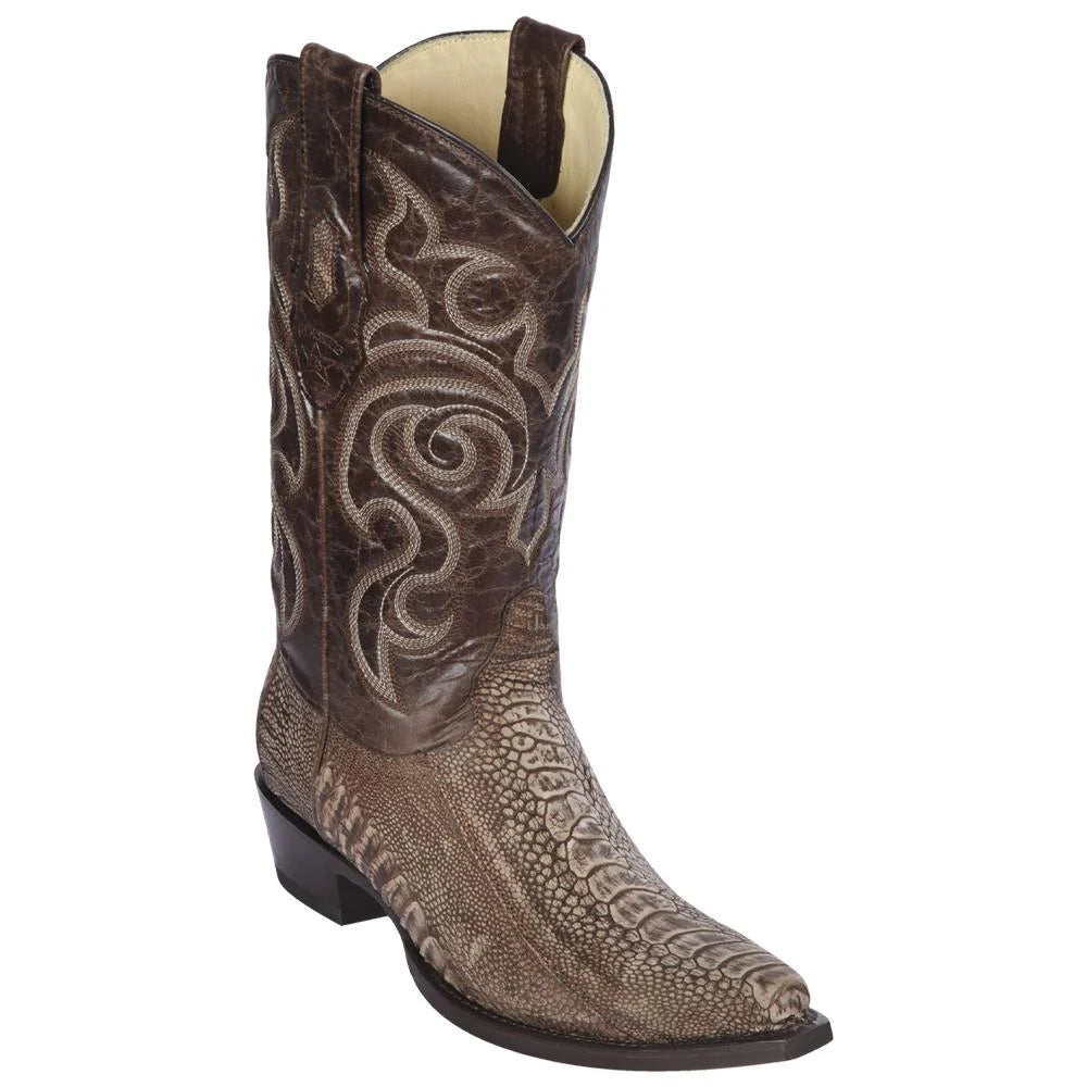 Cowboy boots for cowboy saloon nightsLos Altos 940535 Men's Sanded Brown Genuine Ostrich Leg Snip Toe Cowboy Boots