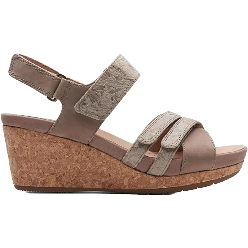 Sandals with chic heels-Women's Clarks Un Capri Walk Taupe Combi Leather