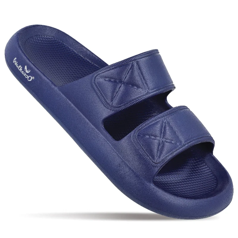 Sandals for muddy heels-Walkaroo Men Striped Casual Flip-Flop  - WC4253 Navy Blue