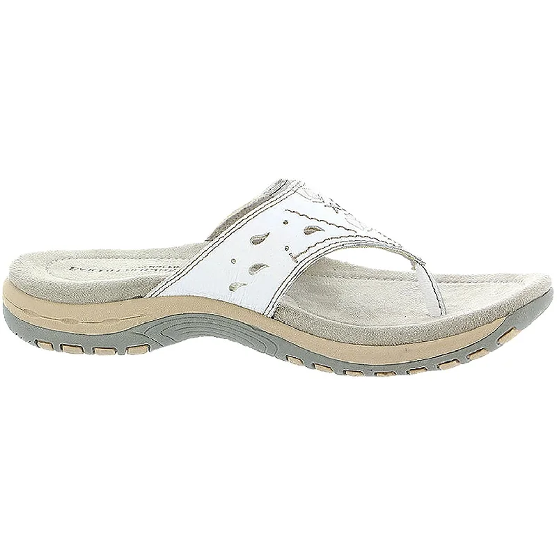 Sandals with plush soles-Women's Earth Sara White Leather