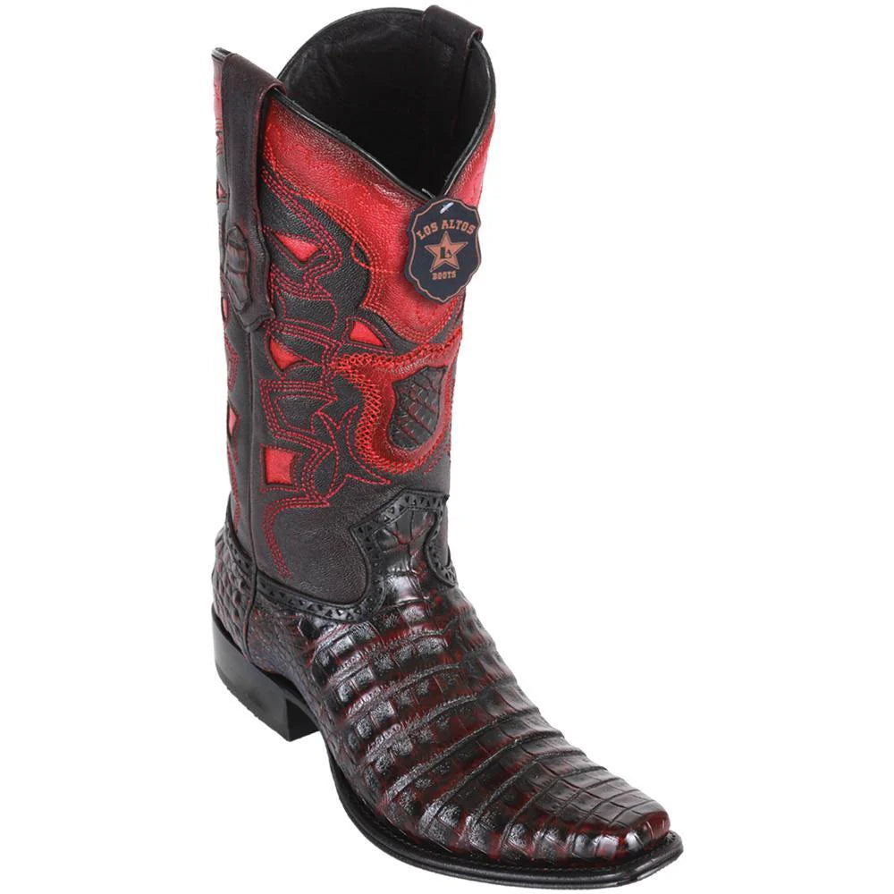 Cowboy boots for cowboy ranch comfortLos Altos 768218 Men's Faded Cherry Genuine Caiman Belly European Square Toe Cowboy Boots