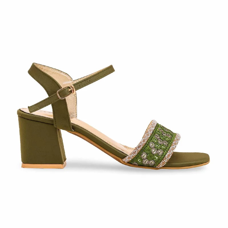 Sandals for muddy paths-Olive Fancy Sandal FN6030