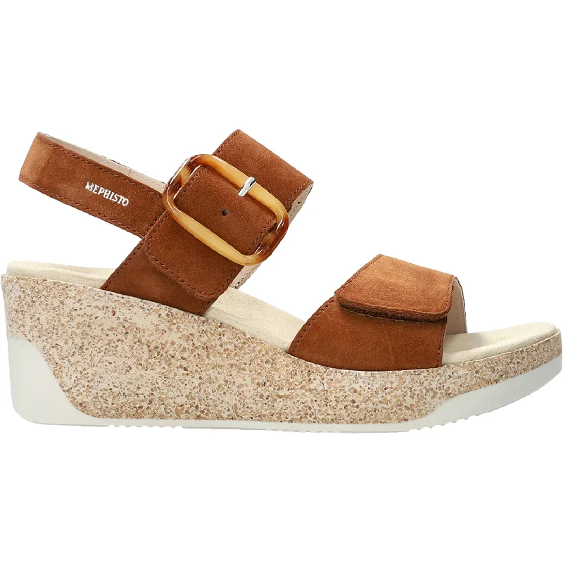 Sandals for warm comfort-Women's Mephisto Giulia Hazelnut Suede