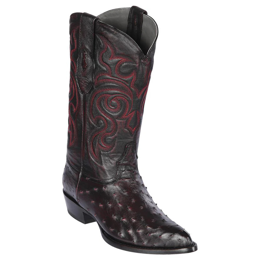 Cowboy boots with classic western cutLos Altos 990318 Men's Black Cherry Genuine Ostrich J Toe Cowboy Boots