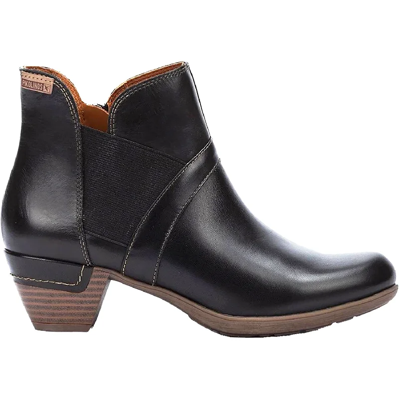 Booties with skid-proof heelsWomen's Pikolinos Rotterdam 902-8932 Black Leather