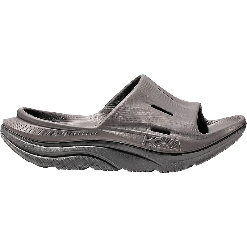 Sandals with chic heels-Unisex Hoka Ora Recovery Slide 3 Grey/Grey EVA