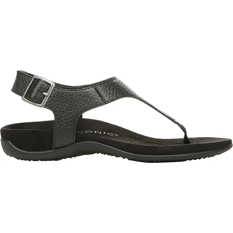 Sandals with slip-on heels-Women's Vionic Terra Black Tumbled Leather