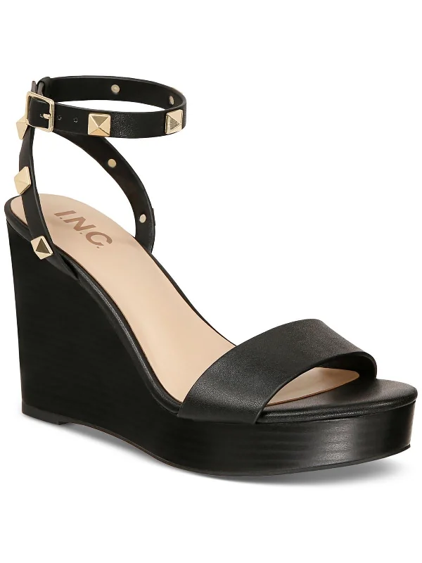 Heeled sandals for casual events-Womens Faux Leather Wedge Sandl Wedge Heels