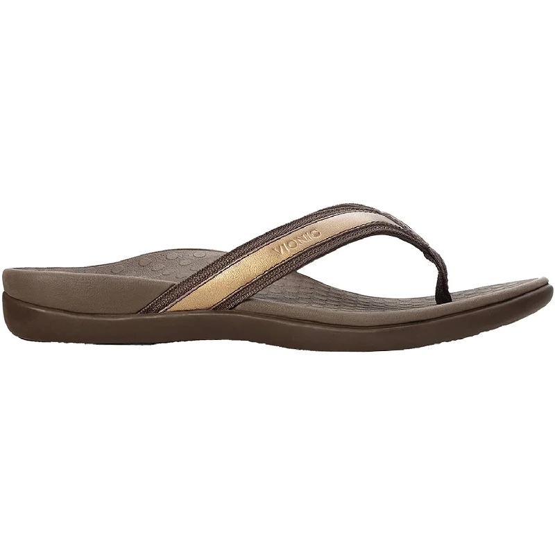 Sandals for outdoor soles-Women's Vionic Tide II Bronze Metallic Leather