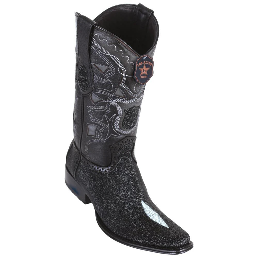 Cowboy boots for western cowboy comfortLos Altos 761205 Men's Black Genuine Single Stone Stingray European Square Toe Cowboy Boots