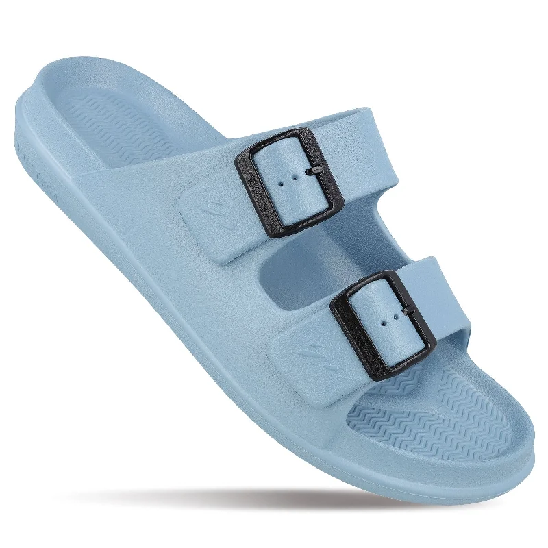 Sandals for outdoor heels-Walkaroo Men Casual Flip-Flop  - WC4822 Aqua Blue