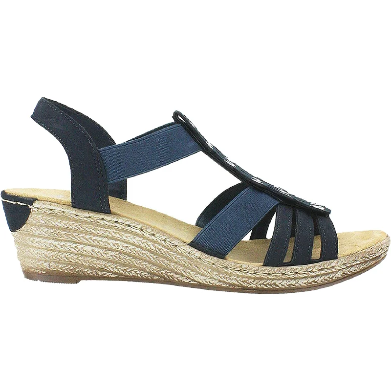 Sandals for casual soles-Women's Rieker 62436-14 Fanni 36 Blue Synthetic