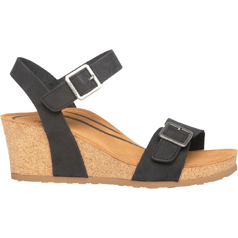 Sandals with cool heels-Women's Aetrex Lexa Black Nubuck