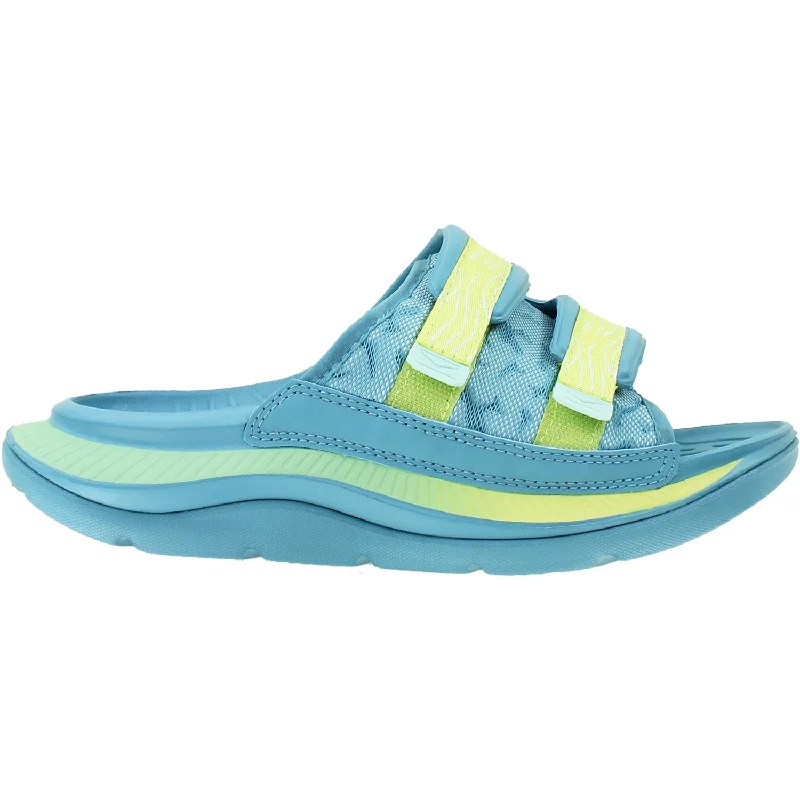 Sandals for sunny comfort-Unisex Hoka Ora Luxe Ocean Mist/Citrus Glow EVA