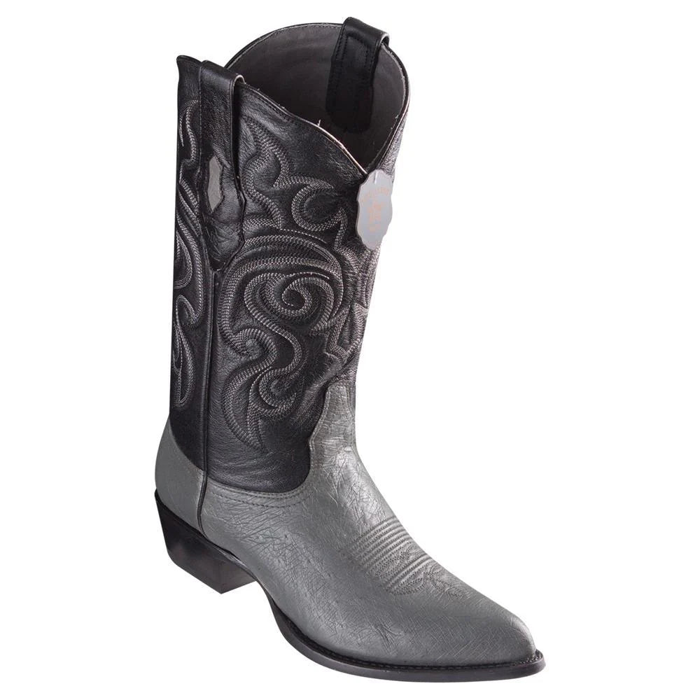 Cowboy boots with metallic leather styleLos Altos 999709 Men's Gray Genuine Smooth Ostrich J Toe Cowboy Boots