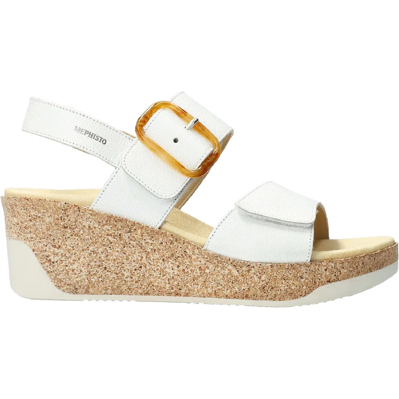 Sandals for casual heels-Women's Mephisto Giulia White Leather